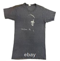 Vintage 70s 80s John Lennon T Shirt Medium Thin Distressed Black Beatles Band