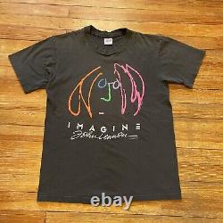 Vintage 80s John Lennon T Shirt Imagine Size Large Beatles Rock Band Tour Art