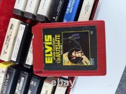Vintage 8-Track Tape Lot (25 pcs) with Case Elvis, Beatles, John Lennon
