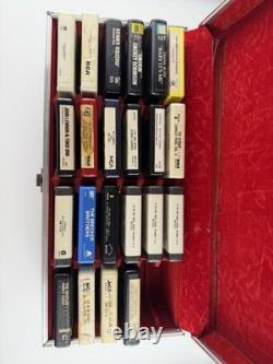Vintage 8-Track Tape Lot (25 pcs) with Case Elvis, Beatles, John Lennon