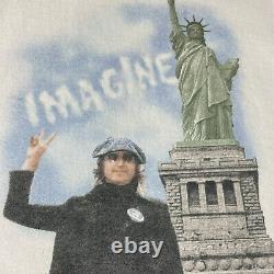 Vintage 90s John Lennon Beatles Imagine Statue Of Liberty New York Shirt XL E237