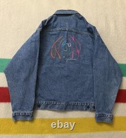 Vintage 90s John Lennon Imagine The Beatles All Cotton Denim Jean Jacket Medium