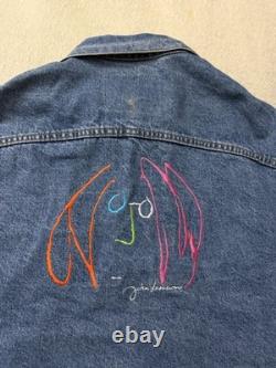 Vintage 90s John Lennon Imagine The Beatles All Cotton Denim Jean Jacket Medium