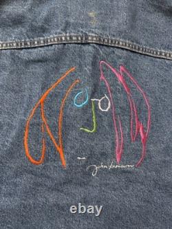 Vintage 90s John Lennon Imagine The Beatles All Cotton Denim Jean Jacket Medium