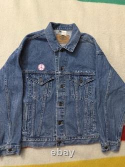 Vintage 90s John Lennon Imagine The Beatles All Cotton Denim Jean Jacket Medium