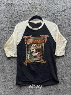 Vintage John Lennon Beatles Memorial 1980's Raglan T-Shirt Mens Size M
