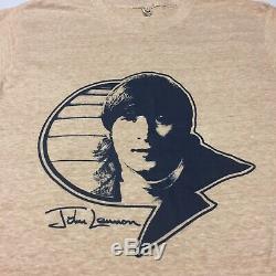 Vintage John Lennon Beatles Thin Soft T-shirt Yoko Imagine Peace Rock Band Large
