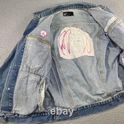 Vintage John Lennon Denim Jacket Mens Small Blue Imagine The Beatles 90s Trucker