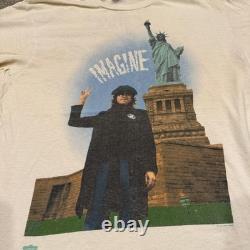 Vintage John Lennon Imagine Shirt Mens L White Hanes USA 1981 Winterland Beatles