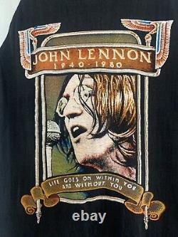 Vintage John Lennon Memorial Baseball T-shirt Beatles Size Large