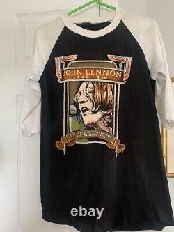 Vintage John Lennon Memorial Baseball T-shirt Beatles Size Large