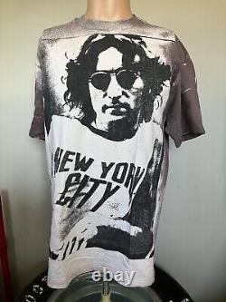 Vintage John Lennon NYC Mosquitohead Bleached T-Shirt XL 80's Beatles
