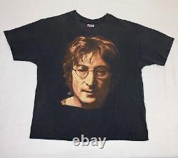 Vintage John Lennon T-Shirt XL Black The Beatles Single Stitch