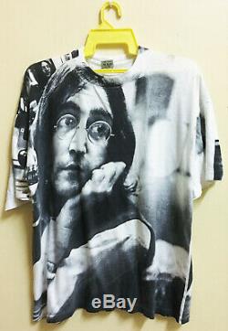 Vintage John Lennon The Beatles Allover Print T-shirt Rock Tour Concert Promo