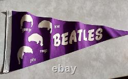 Vintage Purple Beatles George Paul Ringo Starr John Lennon Full Size Pennant