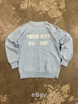 Vintage RARE 1960/70s Yoko Ono Beatles John Lennon Stencil Blue Sweatshirt 18X23