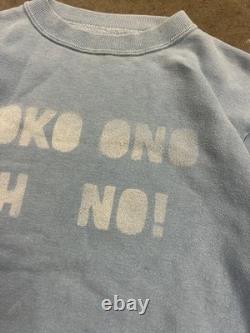Vintage RARE 1960/70s Yoko Ono Beatles John Lennon Stencil Blue Sweatshirt 18X23