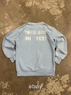 Vintage RARE 1960/70s Yoko Ono Beatles John Lennon Stencil Blue Sweatshirt 18X23