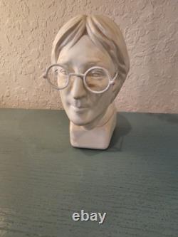 Vintage & Rare Signed JDM John Lennon Plaster Bust WithWire Glasses-Very Good