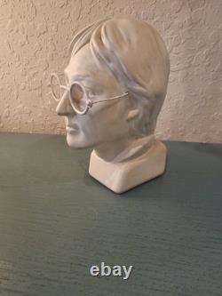 Vintage & Rare Signed JDM John Lennon Plaster Bust WithWire Glasses-Very Good