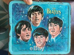 Vintage THE BEATLES Metal Lunchbox 1965 Aladdin Fab Four John Lennon No thermos