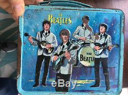 Vintage THE BEATLES Metal Lunchbox 1965 Aladdin Fab Four John Lennon No thermos