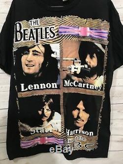 Vintage The Beatles 1980s All Over Print Shirt Tee John Lennon McCartney