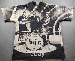 Vintage The Beatles Shirt Mens XL 90s All Over Print John Lennon McCartney Apple