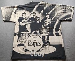Vintage The Beatles Shirt Mens XL 90s All Over Print John Lennon McCartney Apple