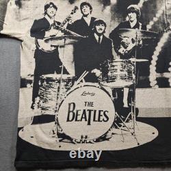 Vintage The Beatles Shirt Mens XL 90s All Over Print John Lennon McCartney Apple