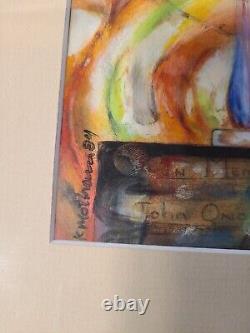 Vintage Watercolor Tribute to John Ono Lennon Original K. Motham 1984 artwork