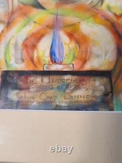 Vintage Watercolor Tribute to John Ono Lennon Original K. Motham 1984 artwork