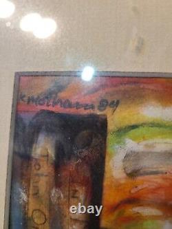 Vintage Watercolor Tribute to John Ono Lennon Original K. Motham 1984 artwork