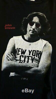 Vintage john lennon t shirt black Large L New York City The Beatles Cronies