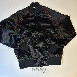 Vtg 80s John Lennon Imagine Satin Jacket Embroidered Self Portrait Beatles Sz L