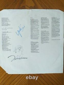 WONDERFUL Genuine Signed album inner sleave signed by JOHN LENNON and YOKO ONO