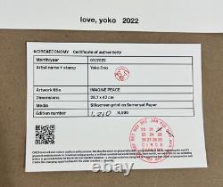 Yoko Ono IMAGINE PEACE Print L/E COA 2022 CIRCA Beatles John Lennon